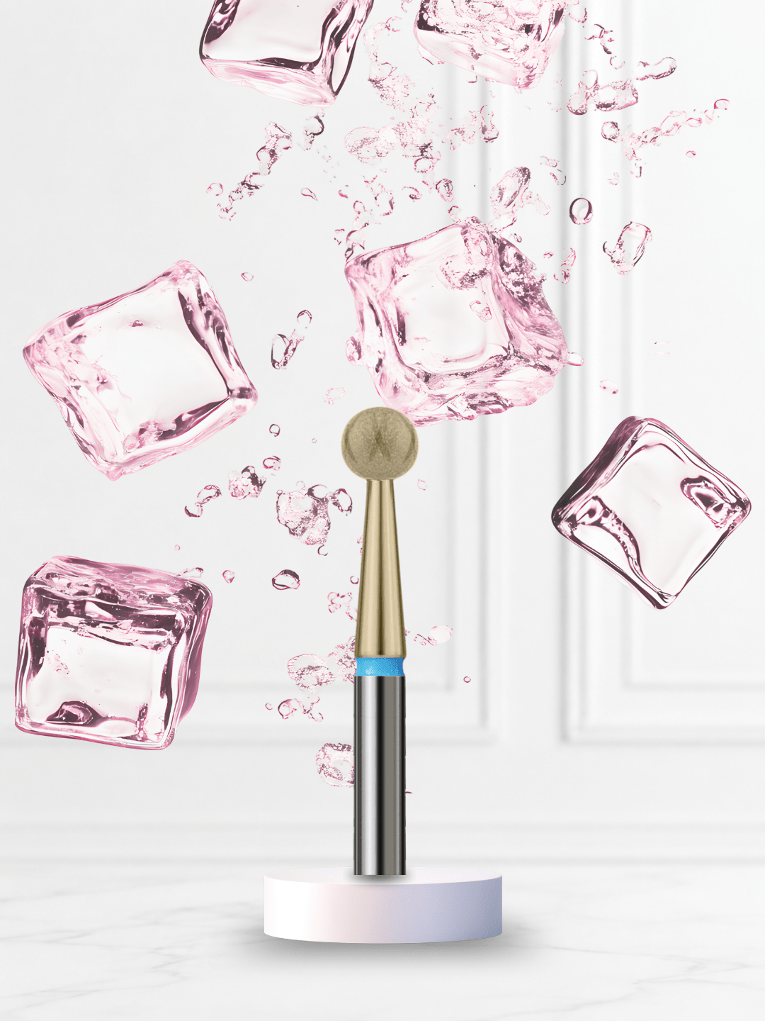 Frez diamentowy do skórek w kształcie kulki z nacięciami COOL BITS GOLD LINE - iqnails