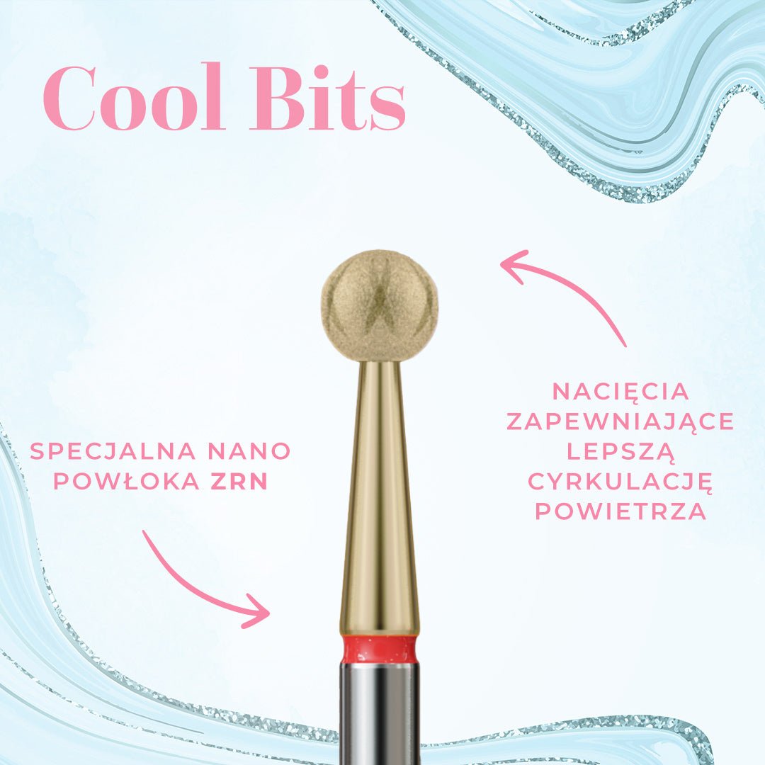 Frez w kształcie kulki z nacięciami COOL BITS GOLD LINE 001.X514.031 - iqnails