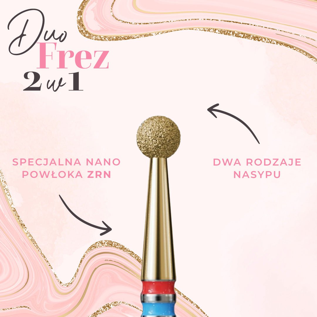 Frez w kształcie kulki z nasypem 2w1 DuoFrez - iqnails