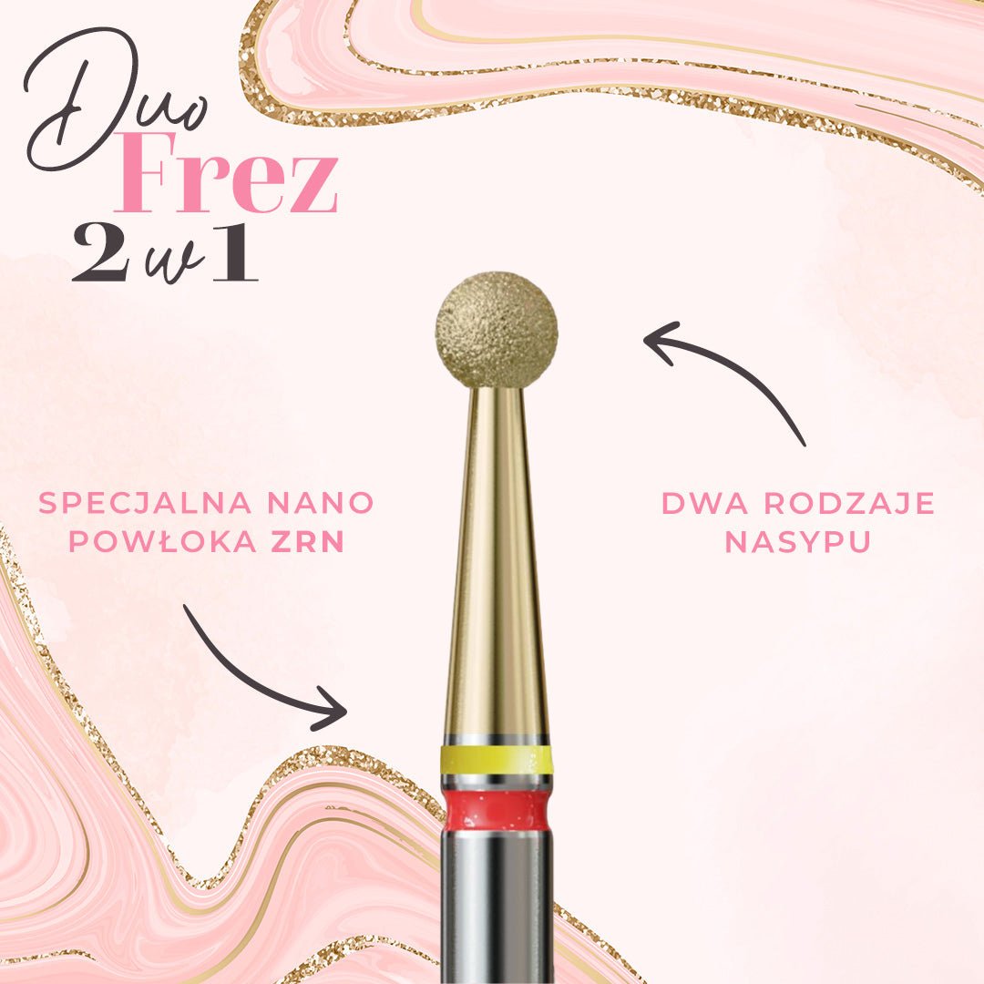 Frez w kształcie kulki z nasypem 2w1 SOFT DuoFrez - iqnails