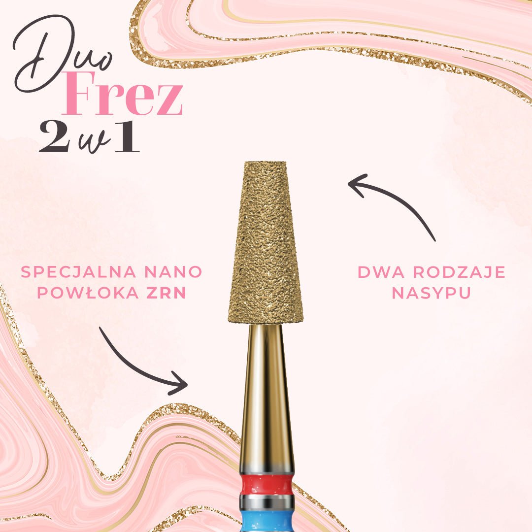 Frez w kształcie ściętego stożka z nasypem 2w1 DuoFrez - iqnails