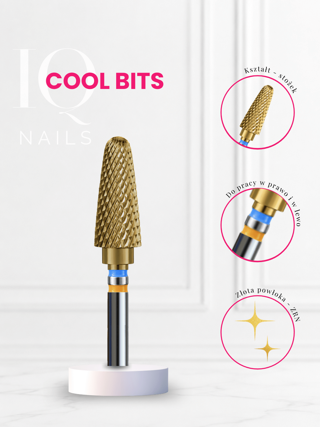 Frez z Węglika do Hybrydy, Żelu, Akrylu w Kształcie Stożka 2w1 (do Pracy w Lewo i w Prawo) CoolFrez - iqnails