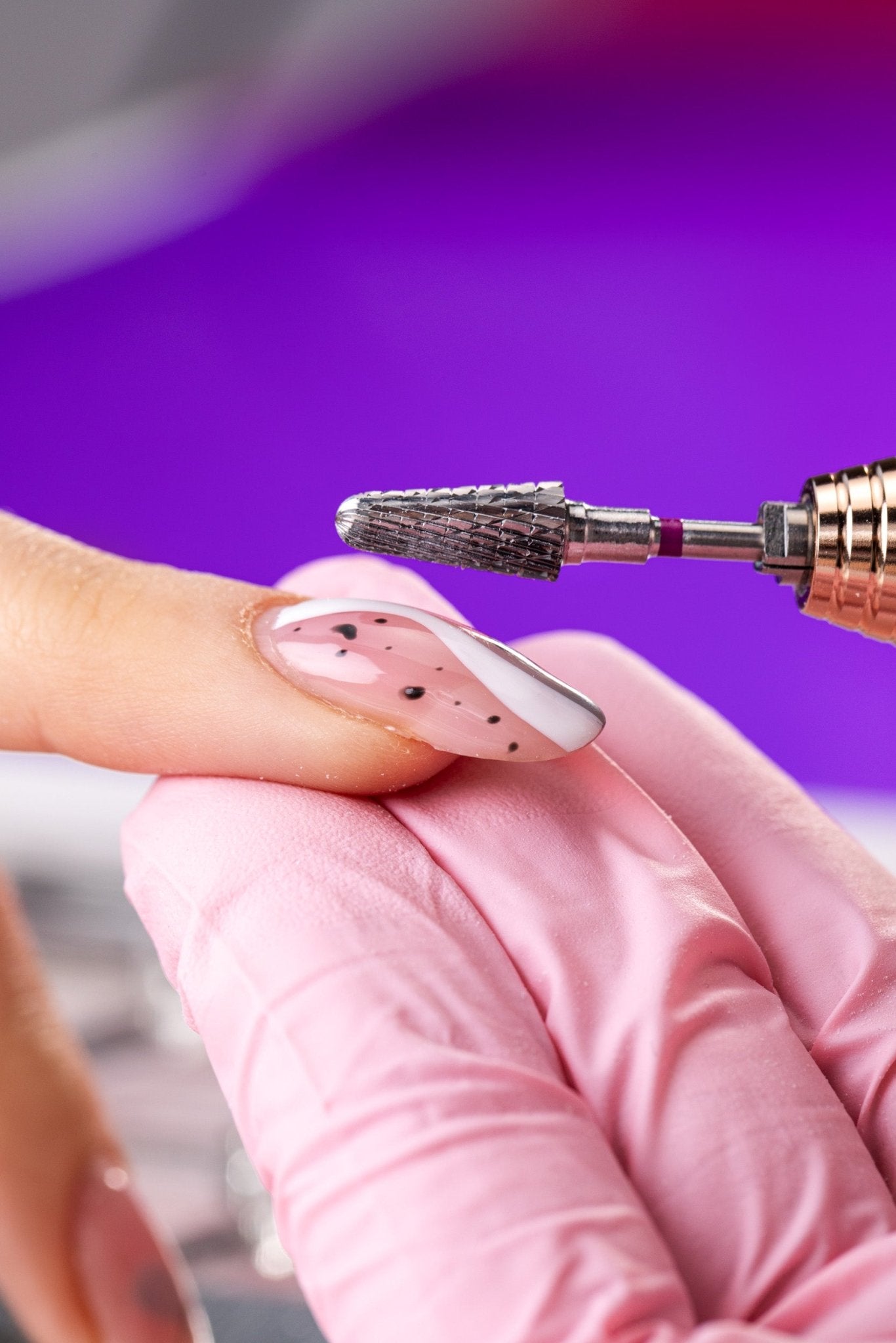 Frez z węglika spiekanego 5w1 do hybrydy i żelu - delikatny stożek - iqnails