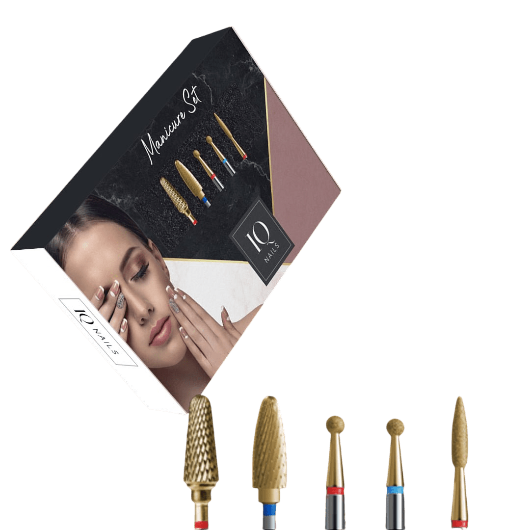 Gold Set Maxi do hybrydy, żelu i skórek - Zestaw 6 frezów - iqnails