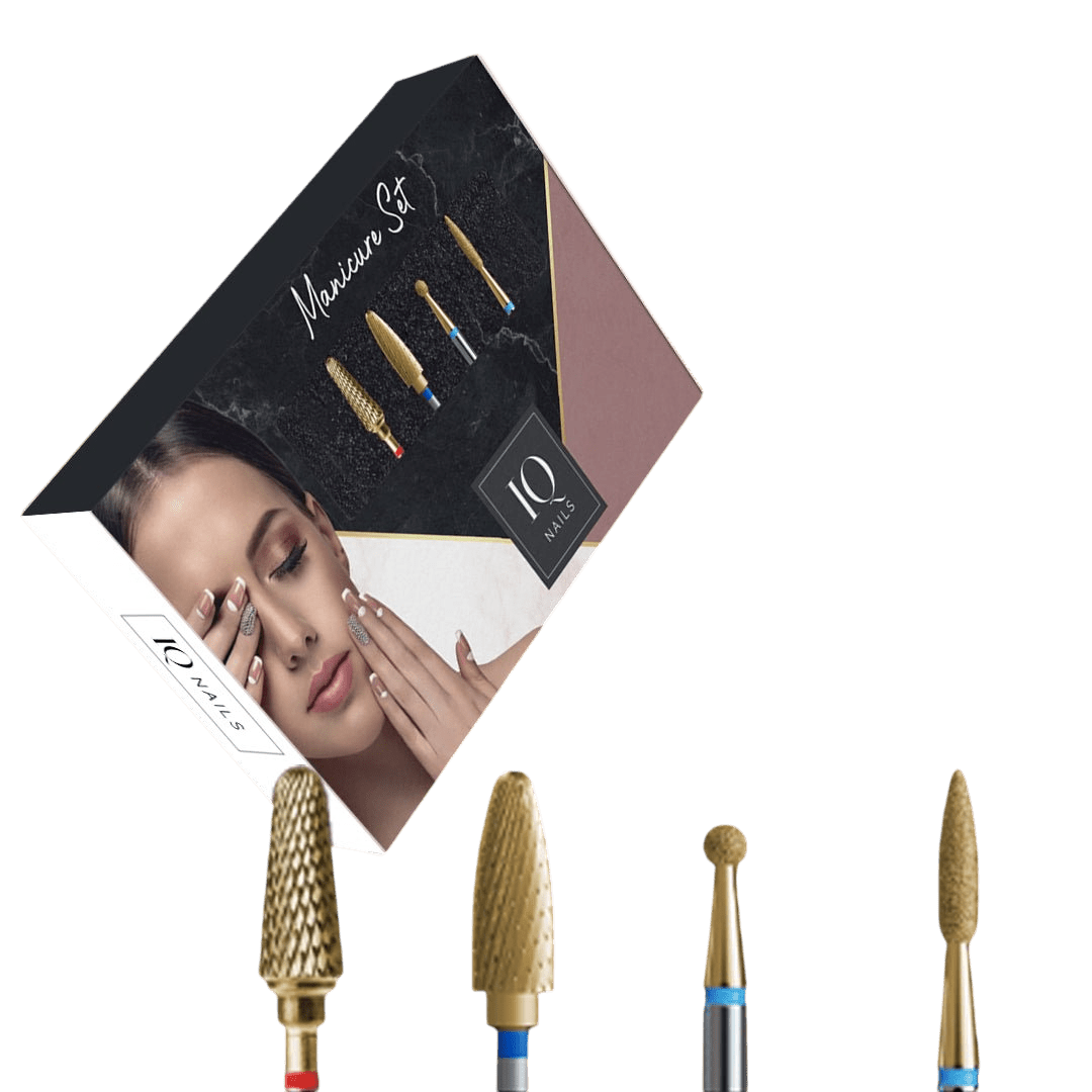 Gold Set Mini do hybrydy, żelu i skórek - Zestaw 4 frezów - iqnails