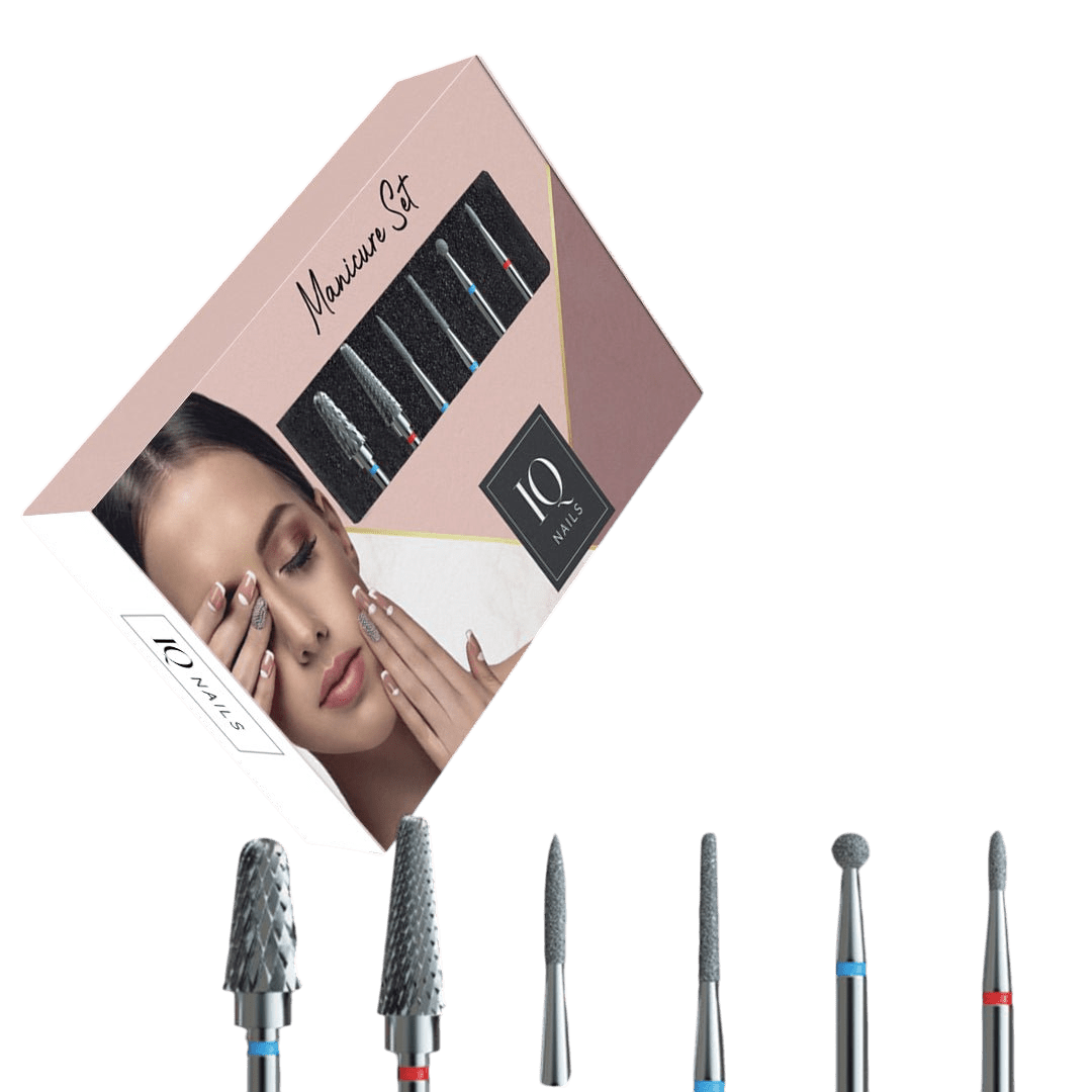 IQN Outlet 7 - Zestaw 6 frezów do hybrydy, żelu i skórek - iqnails