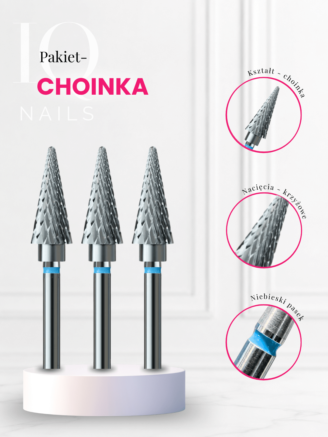Pakiet 3 Standardowych Frezów do Usuwania Stylizacji- Choinka - iqnails