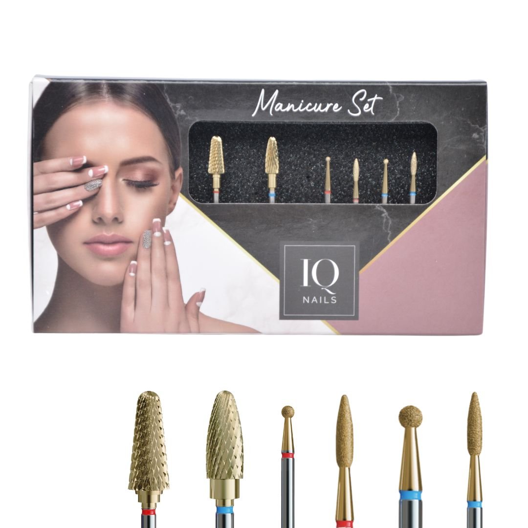 Zestaw 6 Frezów do Hybrydy, Żelu i Skórek - Gold Set Maxi - iqnails