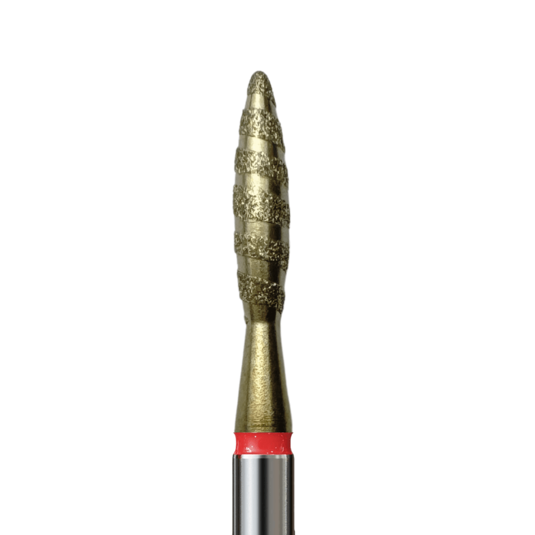 Frez diamentowy - Tornado długi płomyk czerwony. Różne rozmiary. - iqnails