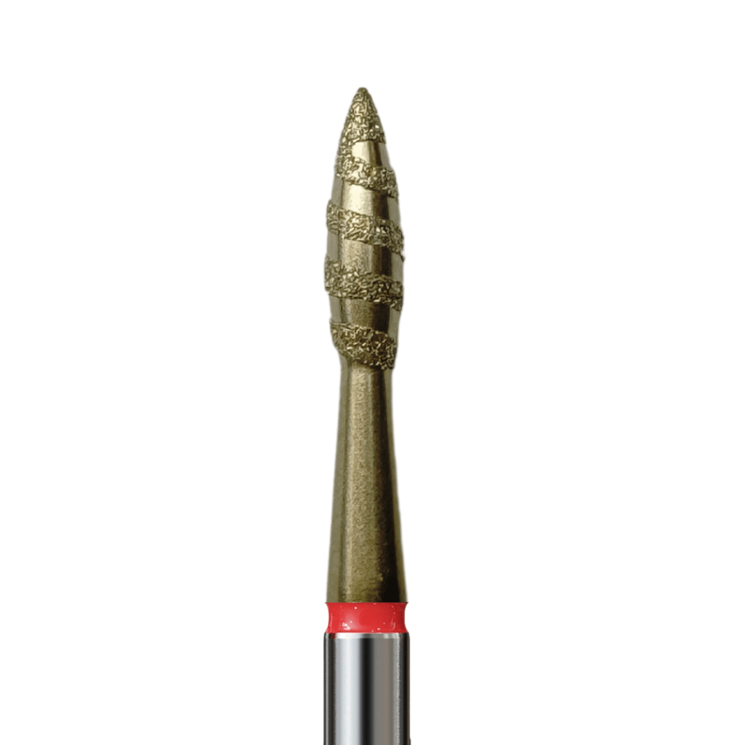 Frez diamentowy - Tornado ostry płomyk czerwony. Różne rozmiary. - iqnails