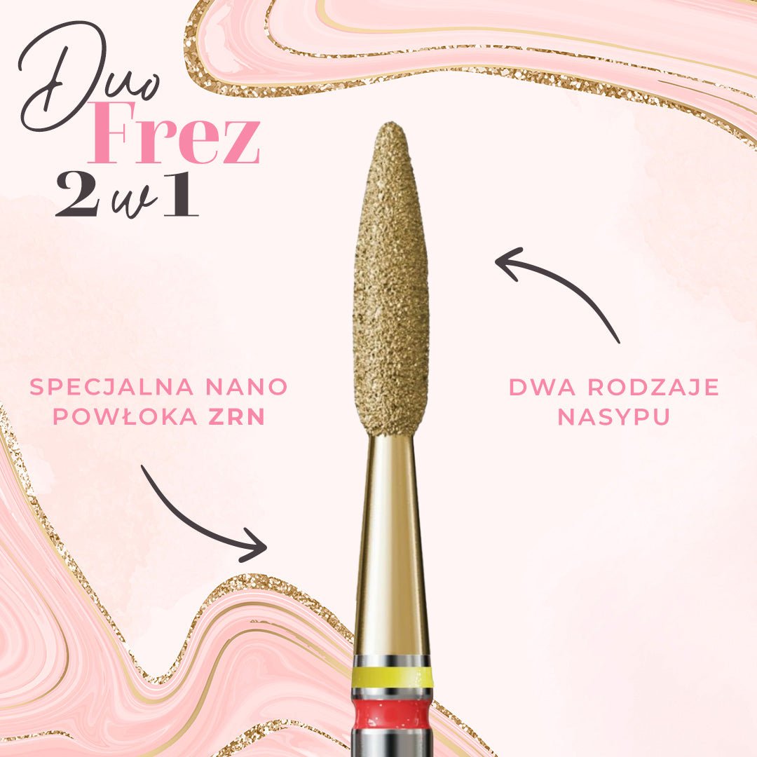 Frez w kształcie długiego płomyka z nasypem 2w1 SOFT DuoFrez - iqnails