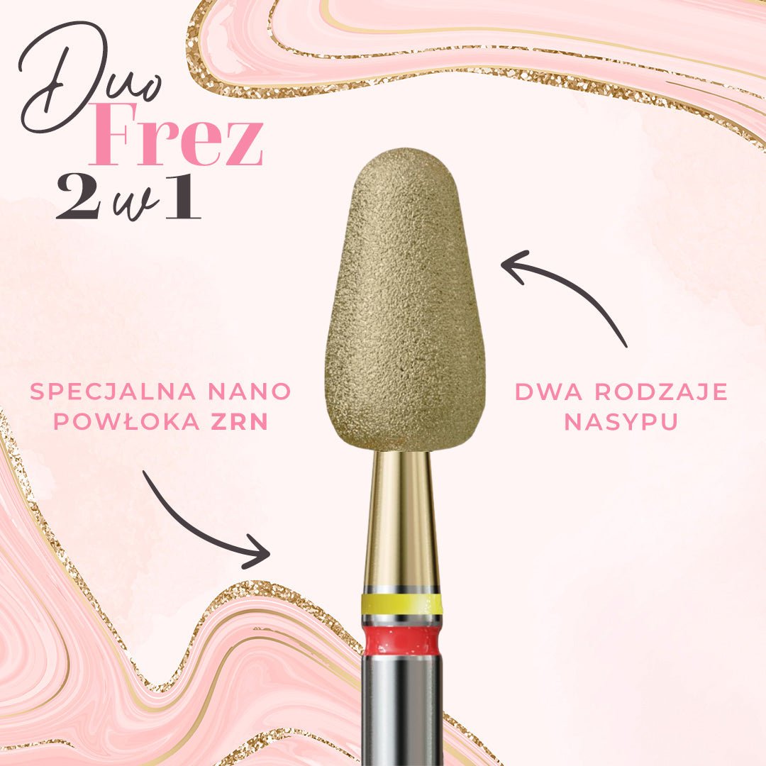 Frez w kształcie stożka buffer z nasypem 2w1 SOFT DuoFrez - iqnails