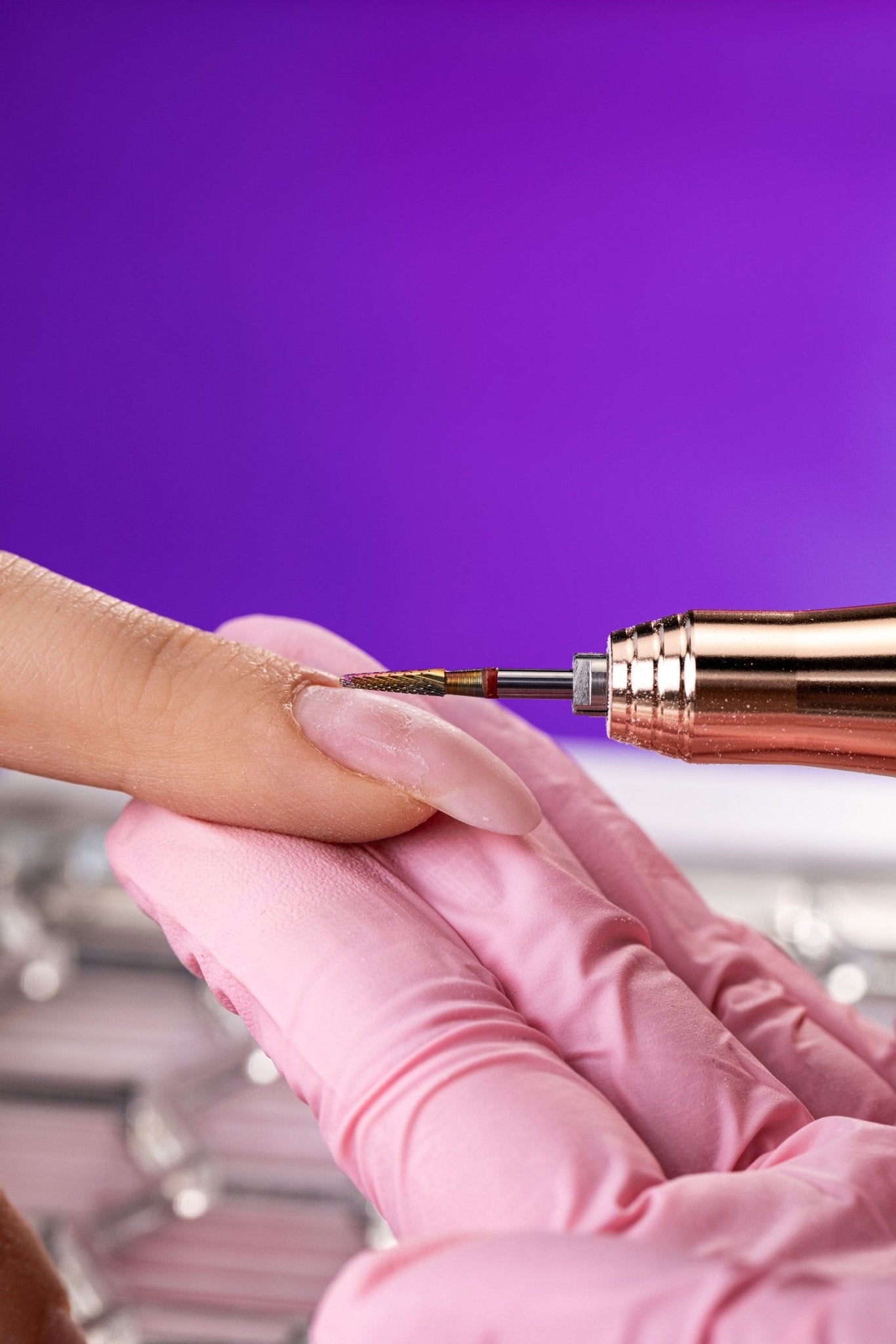 Frez z węglika 3w1 do skórek z powłoką kameleon - delikatny stożek - iqnails