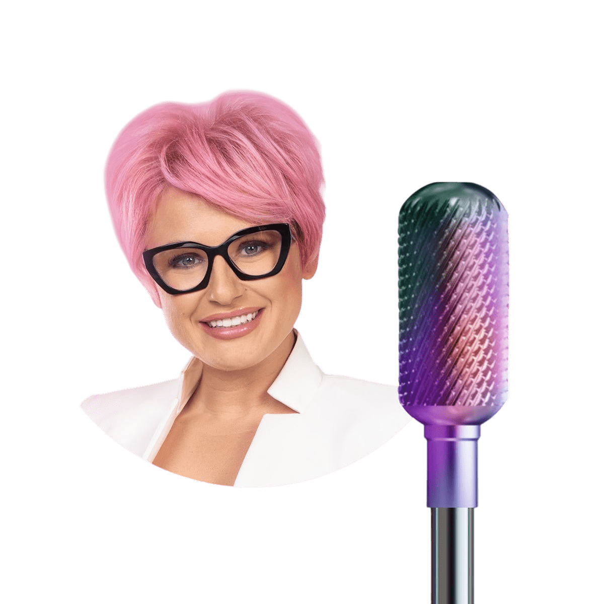 Frez z węglika do hybrydy, akrylu i żelu z powłoką kameleon by Paulina Pastuszak - delikatny walec - iqnails