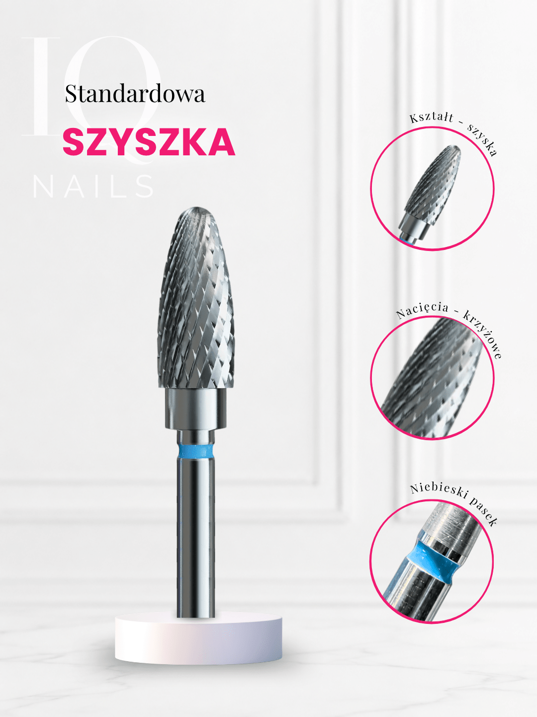 Frez z węglika do hybrydy, żelu i akrylu - standardowa szyszka - iqnails