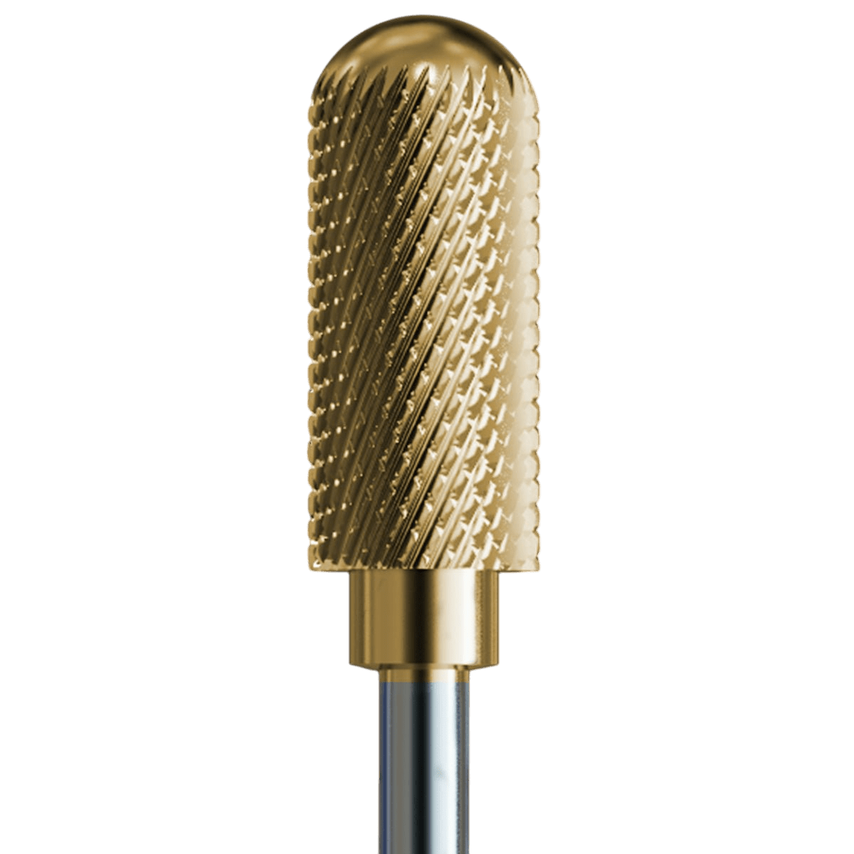 Frez z węglika spiekanego idealny do hybrydy i żelu ze złotą powłoką - delikatny walec - iqnails