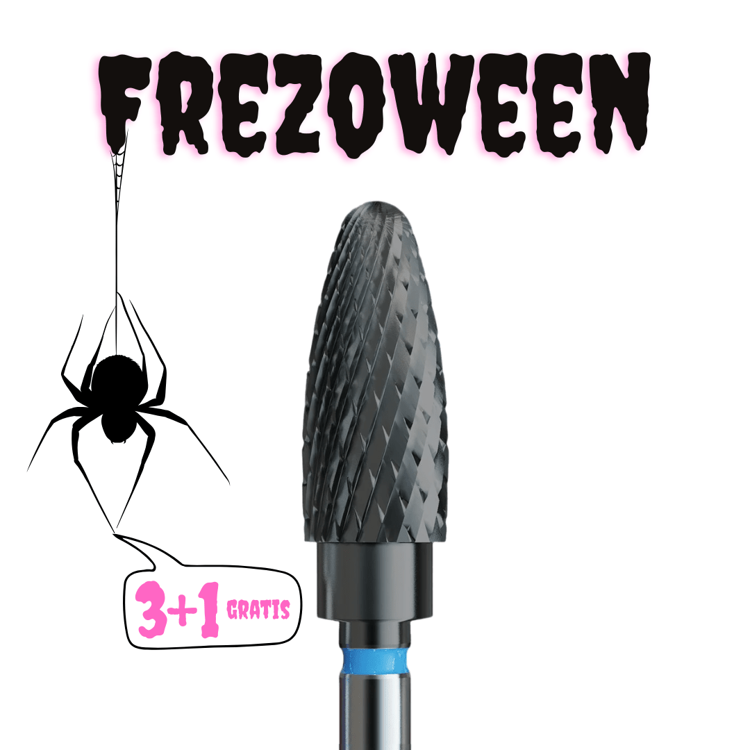 FREZOWEEN FREZ Z WĘGLIKA DO HYBRYDY, ŻELU I AKRYLU Z CZARNĄ POWŁOKĄ - STANDARDOWA SZYSZKA - iqnails