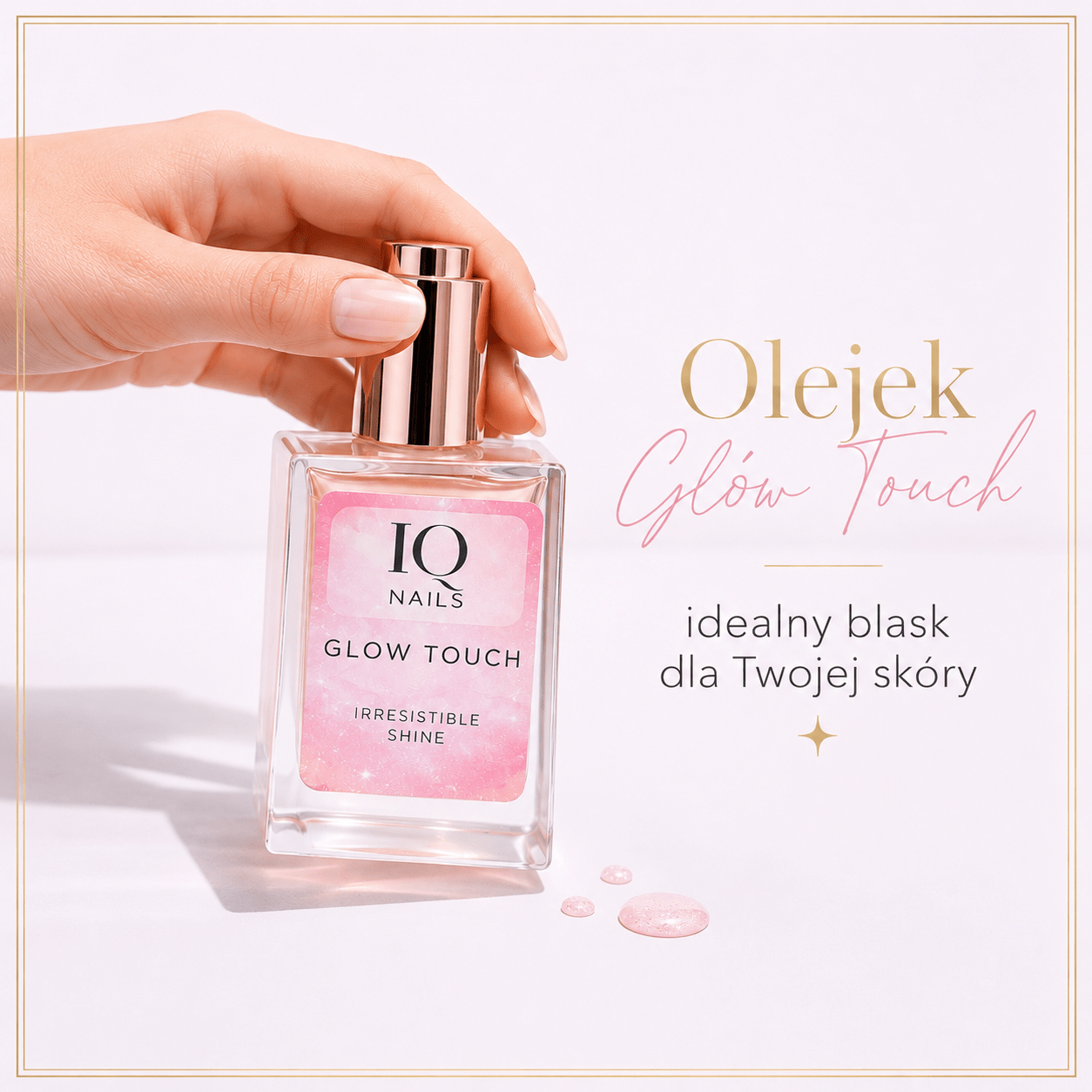 Oliwka do Dłoni i Paznokci z Delikatnymi Drobinkami - Glow Touch 30 ml - iqnails
