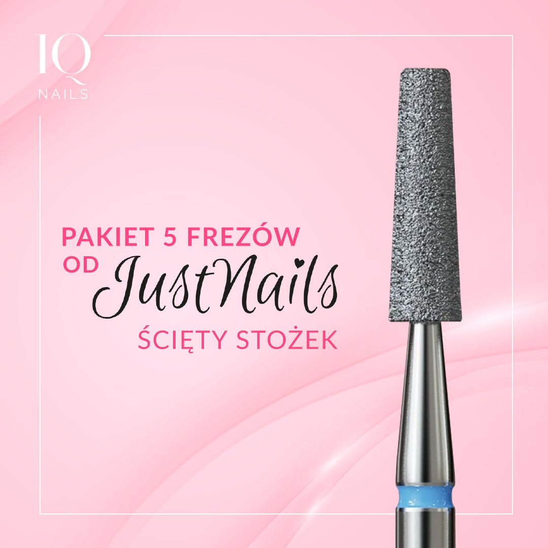 Pakiet 5 frezów do skórek by JustNails - standardowy, ścięty stożek - iqnails