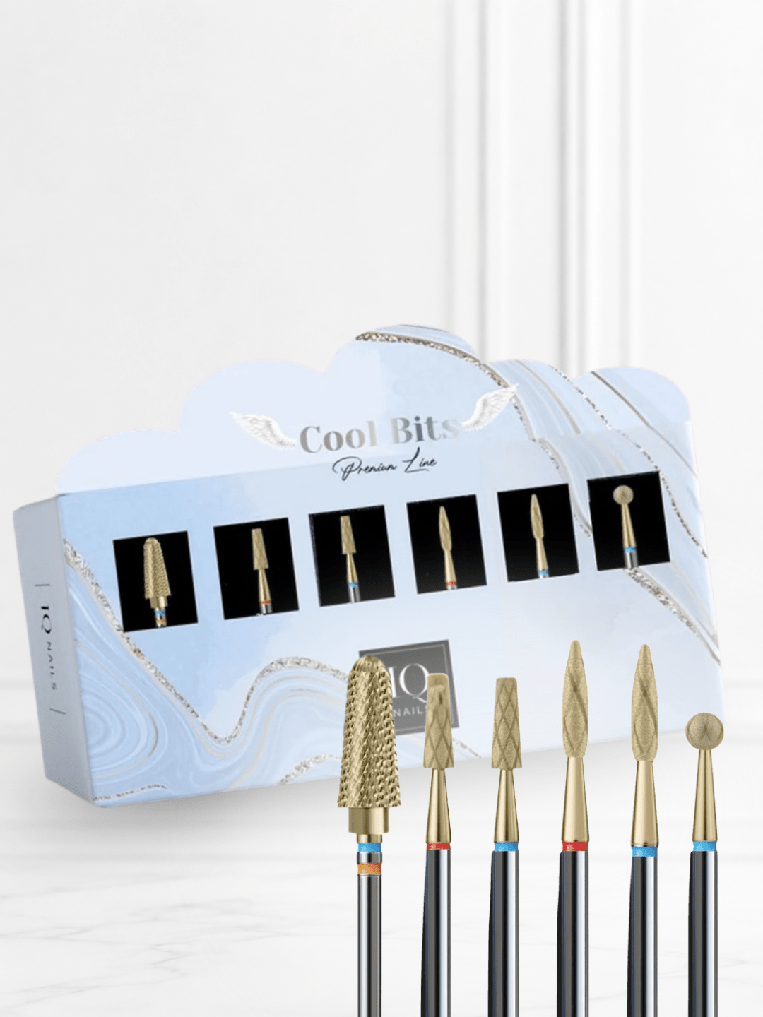Zestaw 6 Frezów z Innowacyjnymi Krzyżowymi Nacięciami do Skórek, Hybrydy, Żelu i Akrylu- Cool Bits - iqnails